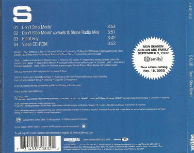 US Single (Back)
